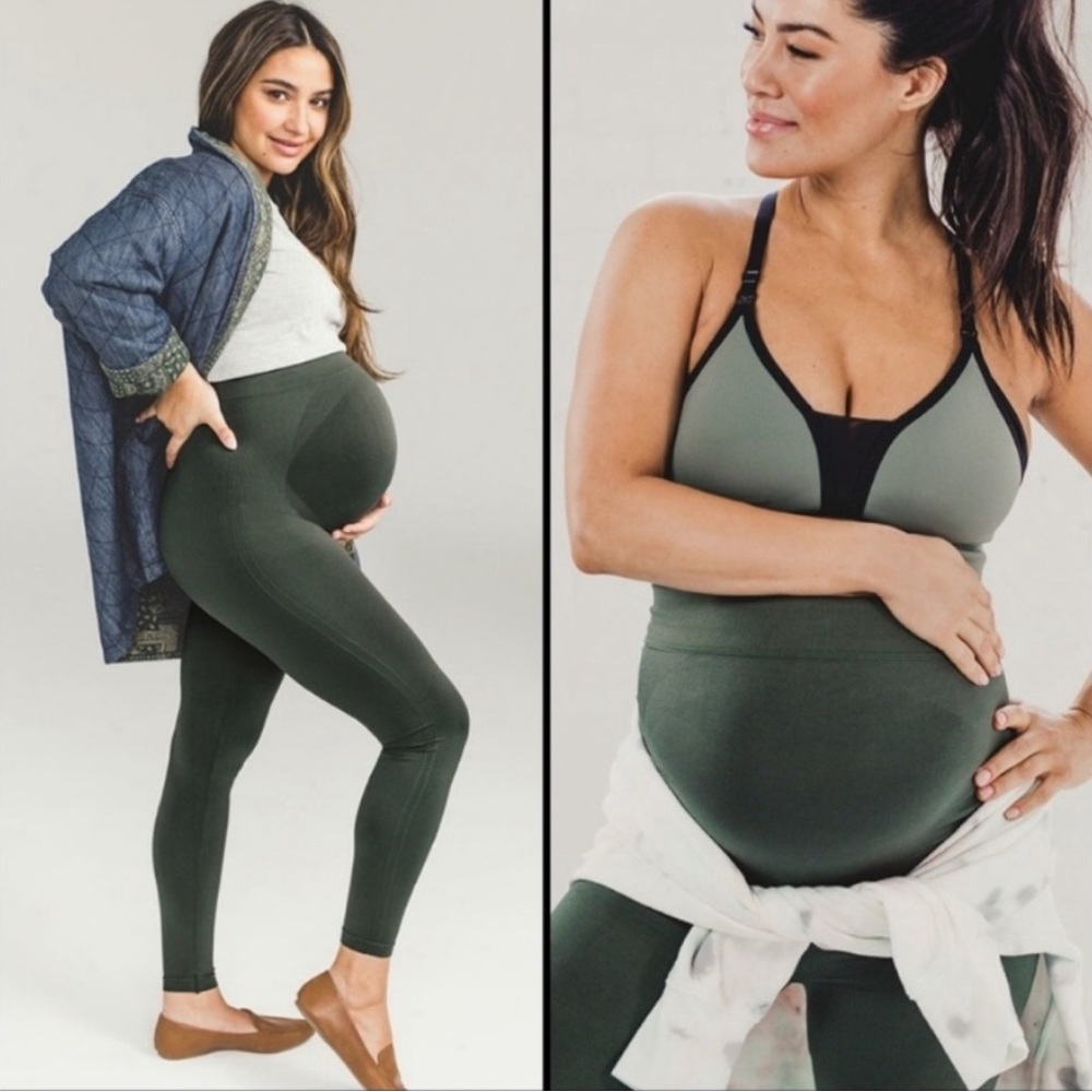 BLANQI Maternity Leggings Forest Green Full Length Size Medium